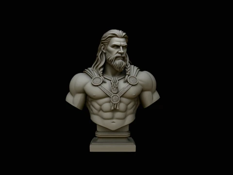Norse Warrior God Bust Statue Design 4 - 3D Print Model 3D Принт Модель