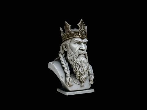 Odin Norse King Bust Statue Design 1 - 3D Print Model 3D Принт Модель