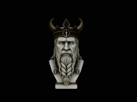 Odin Norse King Bust Statue Design 2 - 3D Print Model 3D Принт Модель