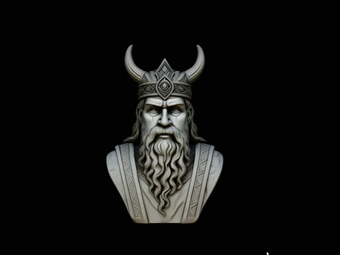 Odin Norse King Bust Statue Design 3 - 3D Print Model 3D Принт Модель