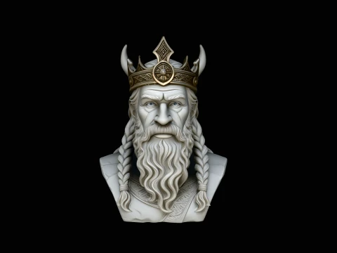 Odin Norse King Bust Statue Design 4 - 3D Print Model 3D Принт Модель