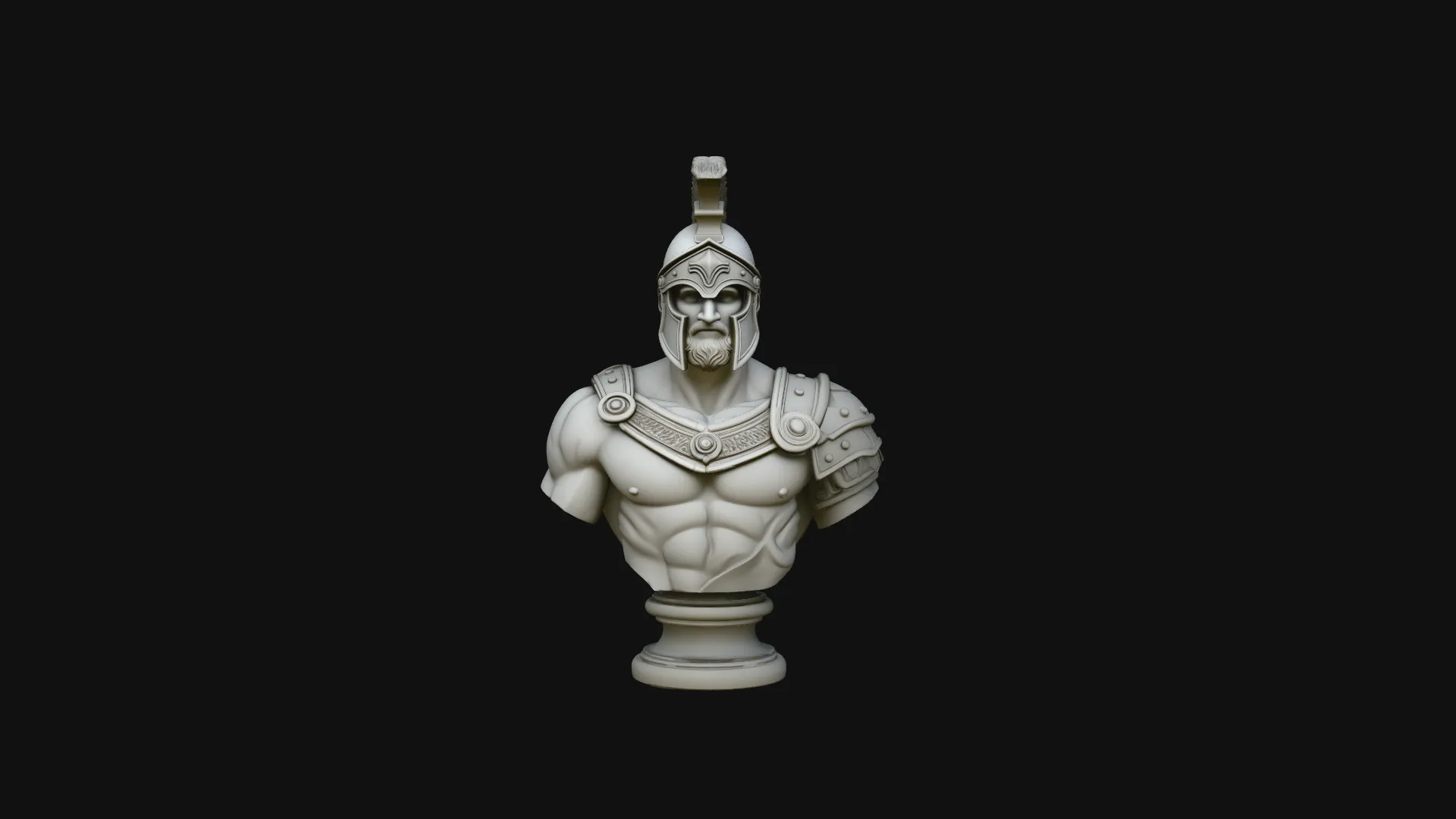 Greek Warrior Bust Statue Design 1 - 3D Print Model 3D Print Model .c4d .max .obj .3ds .fbx .stl .blend 