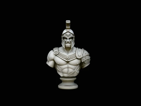 Greek Warrior Bust Statue Design 1 - 3D Print Model Modelo de impresión 3D