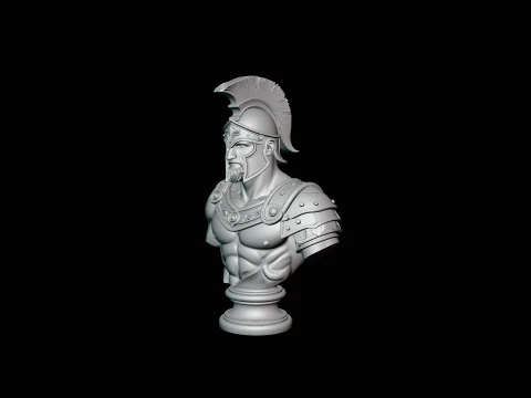 Greek Warrior Bust Statue Design 1 - 3D Print Model 3D Print Model