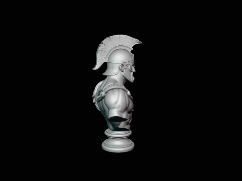 Greek Warrior Bust Statue Design 1 - 3D Print Model 3D Print Model