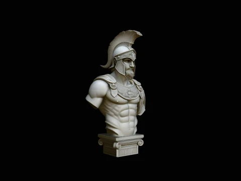 Greek Warrior Bust Statue Design 2 - 3D Print Model 3D Print Model