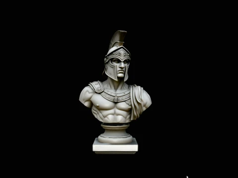 Greek Warrior Bust Statue Design 3 - 3D Print Model 3D Print Model