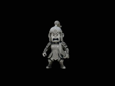 Chibi Armored Warrior Statue Design 3 - 3D Print Model 3D Baskı Modeli