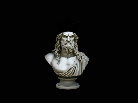 Dark Crowned King Bust Statue Design 1 - 3D Print Model 3D Print Model