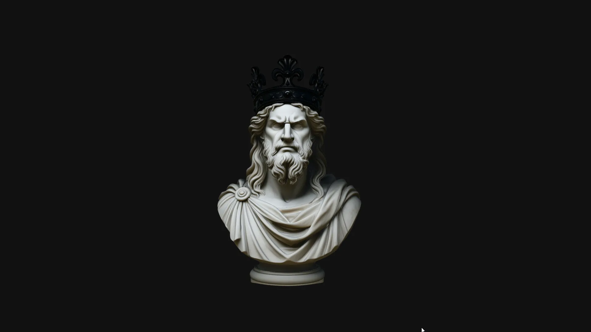 Dark Crowned King Bust Statue Design 2 - 3D Print Model 3D Print Model .c4d .max .obj .3ds .fbx .stl .blend 