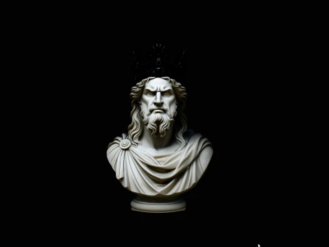 Dark Crowned King Bust Statue Design 2 - 3D Print Model 3D printmodel