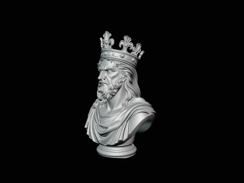 Dark Crowned King Bust Statue Design 2 - 3D Print Model 3D Print Model