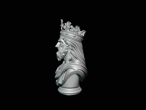 Dark Crowned King Bust Statue Design 2 - 3D Print Model 3D Print Model