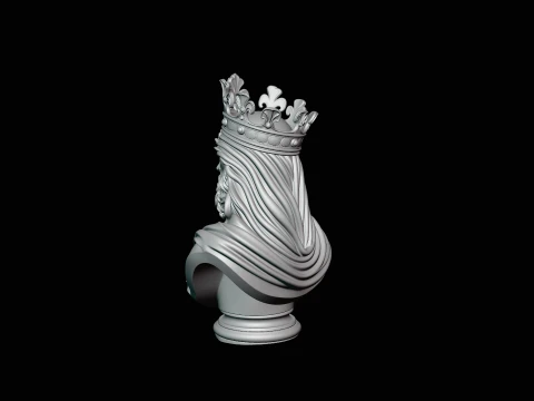 Dark Crowned King Bust Statue Design 2 - 3D Print Model 3D Print Model