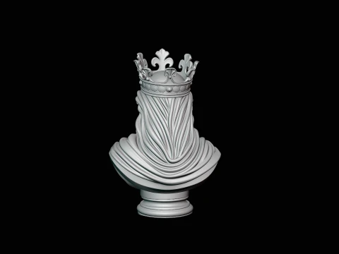 Dark Crowned King Bust Statue Design 2 - 3D Print Model 3D Print Model