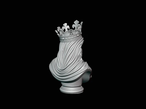 Dark Crowned King Bust Statue Design 2 - 3D Print Model 3D Print Model