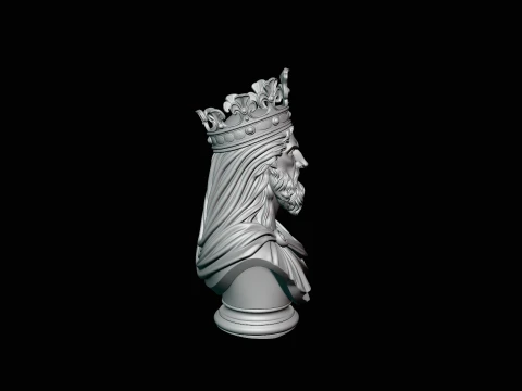 Dark Crowned King Bust Statue Design 2 - 3D Print Model 3D Print Model