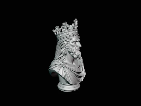 Dark Crowned King Bust Statue Design 2 - 3D Print Model 3D Print Model