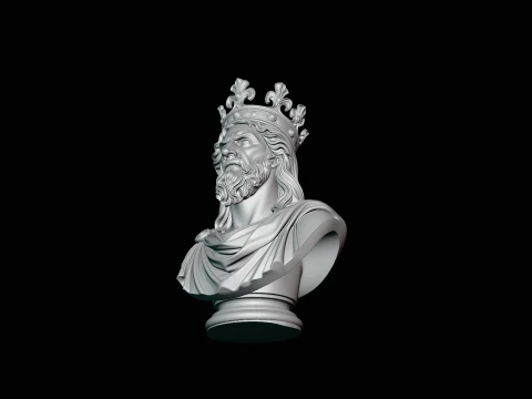 Dark Crowned King Bust Statue Design 2 - 3D Print Model 3D Print Model