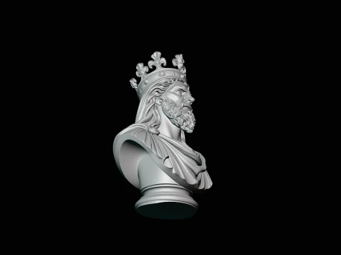 Dark Crowned King Bust Statue Design 2 - 3D Print Model 3D Print Model