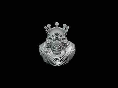 Dark Crowned King Bust Statue Design 2 - 3D Print Model 3D Print Model