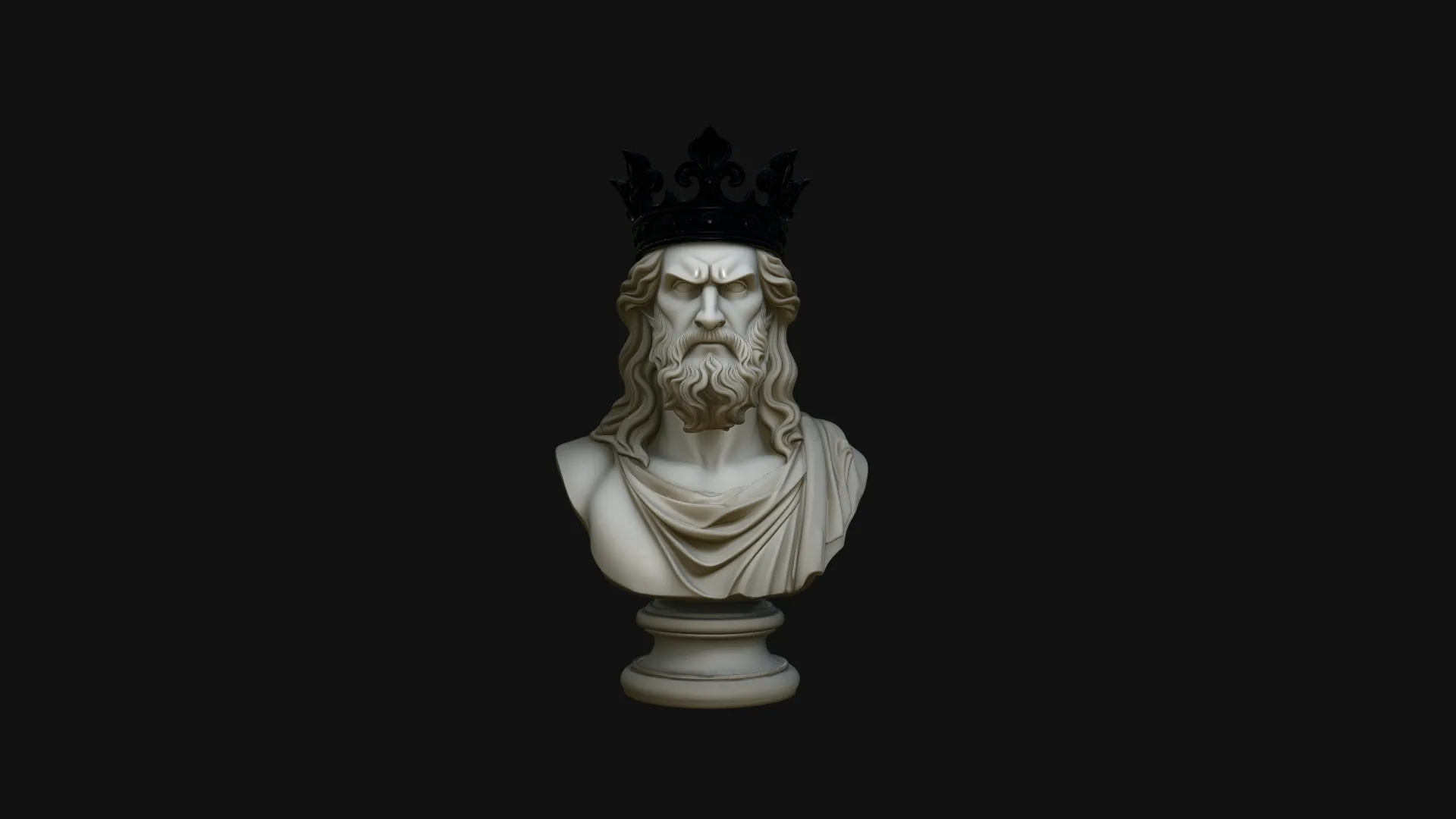 Dark Crowned King Bust Statue Design 3 - 3D Print Model 3D Print Model .c4d .max .obj .3ds .fbx .stl .blend