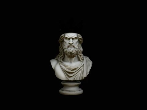 Dark Crowned King Bust Statue Design 3 - 3D Print Model 3D printmodel