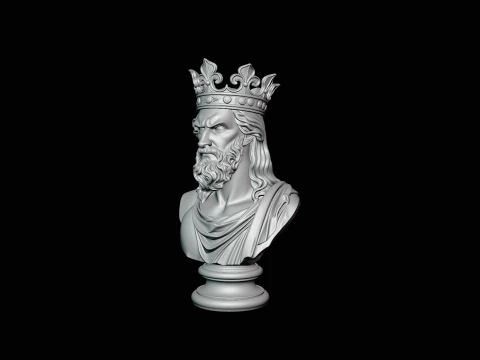 Dark Crowned King Bust Statue Design 3 - 3D Print Model 3D Print Model
