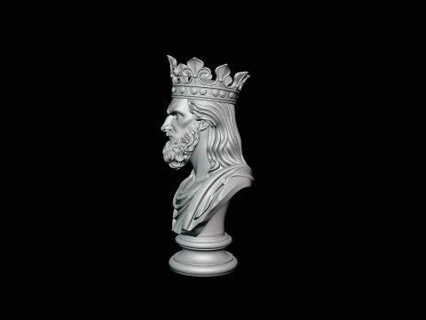 Dark Crowned King Bust Statue Design 3 - 3D Print Model 3D Print Model