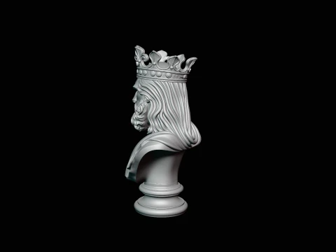 Dark Crowned King Bust Statue Design 3 - 3D Print Model 3D Print Model