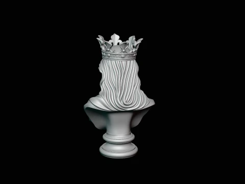 Dark Crowned King Bust Statue Design 3 - 3D Print Model 3D Print Model