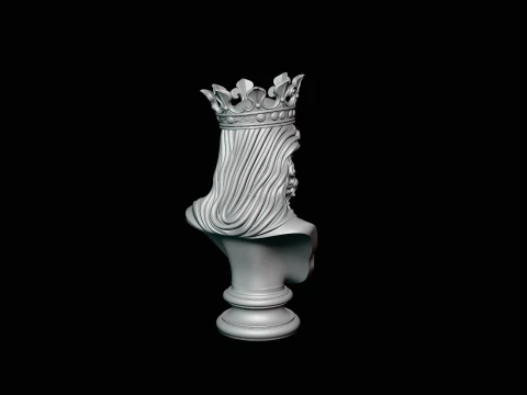 Dark Crowned King Bust Statue Design 3 - 3D Print Model 3D Print Model