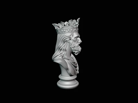 Dark Crowned King Bust Statue Design 3 - 3D Print Model 3D Print Model