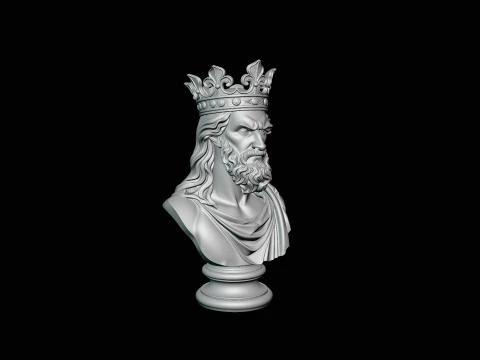 Dark Crowned King Bust Statue Design 3 - 3D Print Model 3D Print Model