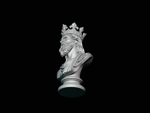 Dark Crowned King Bust Statue Design 3 - 3D Print Model 3D Print Model
