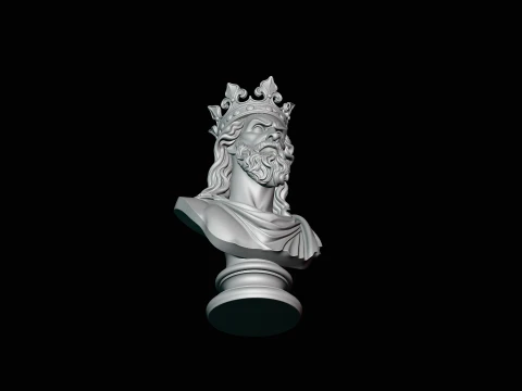 Dark Crowned King Bust Statue Design 3 - 3D Print Model 3D Print Model