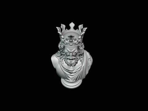 Dark Crowned King Bust Statue Design 3 - 3D Print Model 3D Print Model
