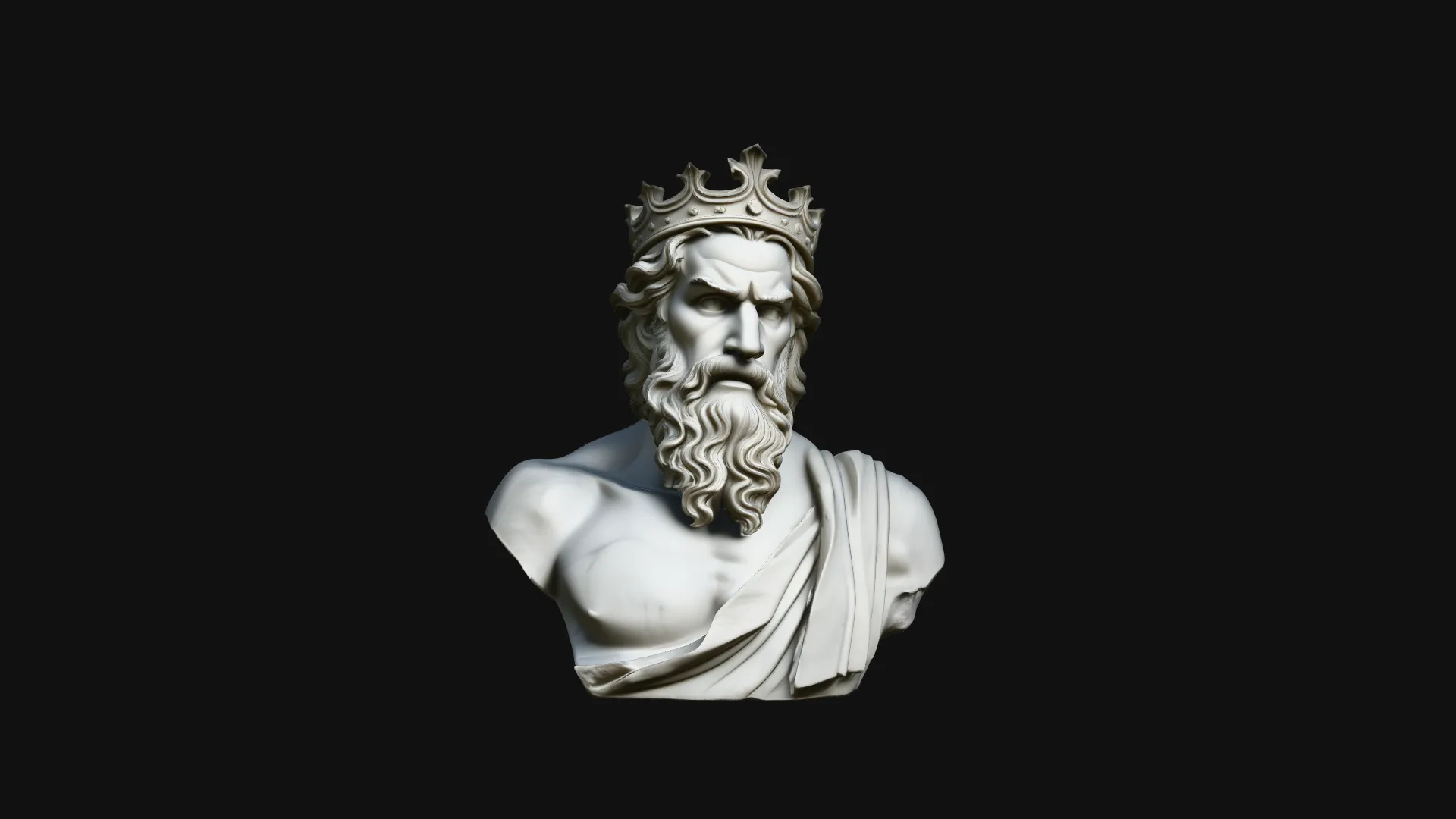 Dark Crowned King Bust Statue Design 4 - 3D Print Model 3D Print Model .c4d .max .obj .3ds .fbx .stl .blend 