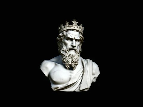 Dark Crowned King Bust Statue Design 4 - 3D Print Model 3D printmodel