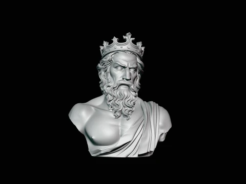 Dark Crowned King Bust Statue Design 4 - 3D Print Model 3D Print Model