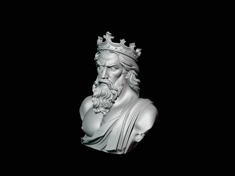 Dark Crowned King Bust Statue Design 4 - 3D Print Model 3D Print Model
