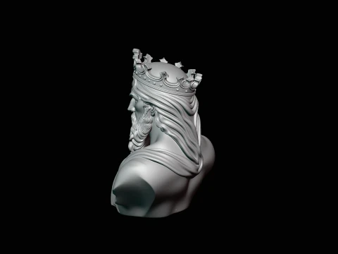 Dark Crowned King Bust Statue Design 4 - 3D Print Model 3D Print Model