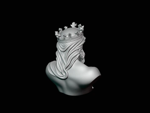 Dark Crowned King Bust Statue Design 4 - 3D Print Model 3D Print Model