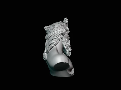 Dark Crowned King Bust Statue Design 4 - 3D Print Model 3D Print Model