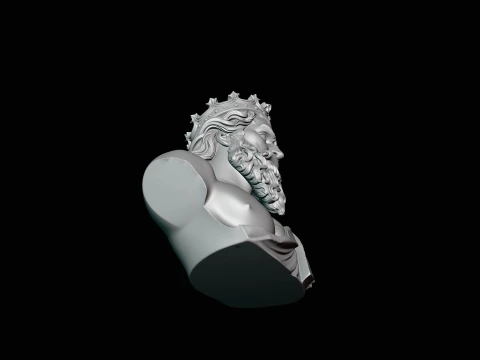 Dark Crowned King Bust Statue Design 4 - 3D Print Model 3D Print Model