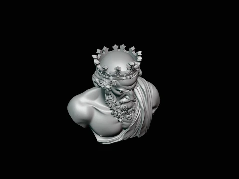 Dark Crowned King Bust Statue Design 4 - 3D Print Model 3D Print Model
