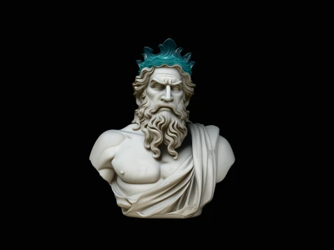 Poseidon Coral Crown Bust Statue Design 1 - 3D Print Model Model do druku 3D