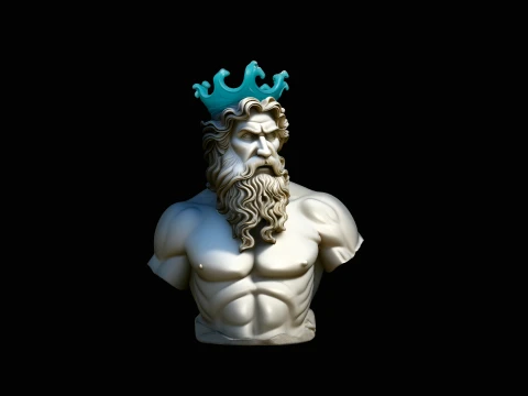 Poseidon Coral Crown Bust Statue Design 3 - 3D Print Model Model do druku 3D