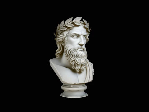 Zeus Laurel Crown Bust Statue Design 2 - 3D Print Model 3D Print Model
