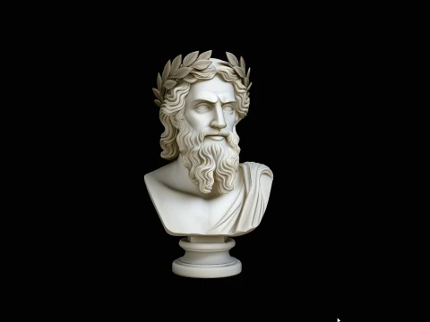 Zeus Laurel Crown Bust Statue Design 3 - 3D Print Model 3D Print Model
